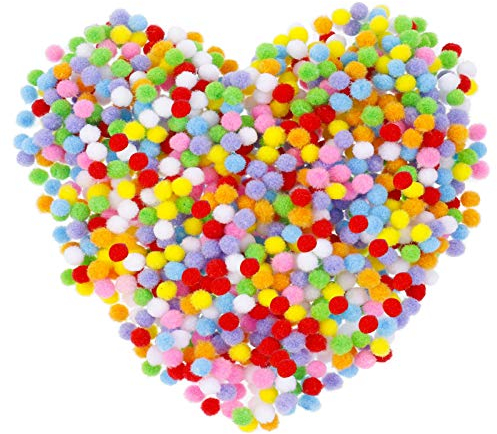 metagio 1000 Stück Pompons zum Basteln, 8mm Mini Pom Poms für Handwerk Herstellung, Bunte Pompons Bälle für Ostern DIY Kreativen Handwerk Dekorationen