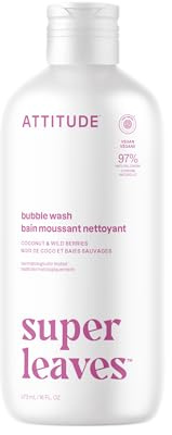 ATTITUDE Bubble Bath, EWG Verified, Plant and Mineral-Based, Dermatologically Tested, Vegan Body Care Products, Coconut & Wild Berries Scent, 473 mL