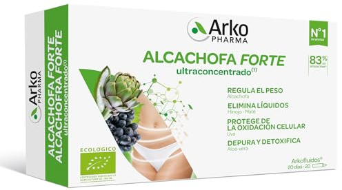 Arkopharma Arkofluido Alcachofa Forte BIO Más Aloe Vera 20 Ampollas, Eliminar Toxinas del Organismo, Complemento Alimenticio