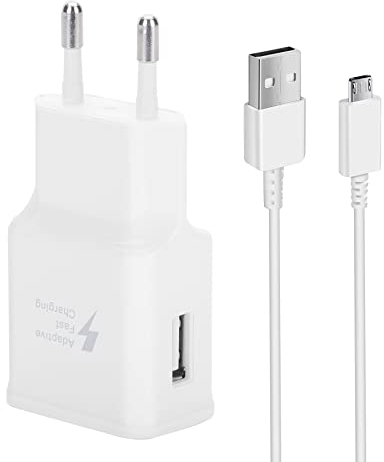Chargeur USB, Adaptateur Rapide AFC avec Câble de Charge Rapide Micro USB 1,5 m Charge Rapide Adaptative pour Samsung Galaxy S7/S6/S2 S3/S4/S5 Edge/J3/J7/Note 5, LG Stylo 2 3 Plus, Moto G5/E6/E5/E4