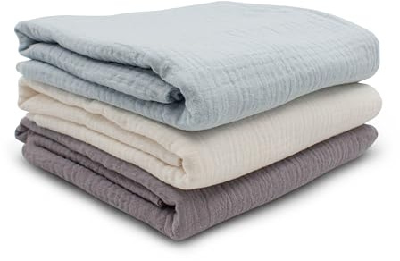 VmG-Store 3 x muslinset om 0,5 m x 1,35 m, dubbel Gauze-tyg, 100 % bomullstyg, Tex Standard 100 (set om 3 vardera 0,5 m, set 15)