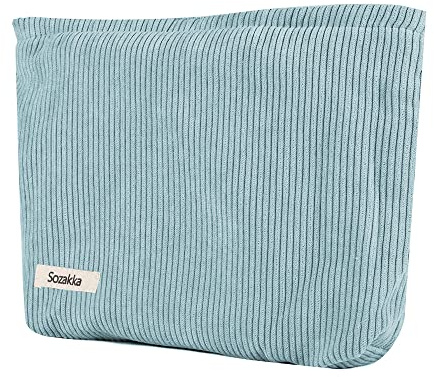 Petite Pochette Maquillage Trousse de Maquillage Tissu Sac à Cosmétiques à Glissière Sacs à Main Portables pour Femmes Trousse de Toilette Voyage Imperméable pour Port Quotidien,Stockage-Bleu