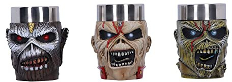 Nemesis Now Iron Maiden Eddie Shot Glass Set, 9cm, Resin w. Stainless Steel, Multi Coloured, Officially Licensed Iron Maiden Merchandise, Eddie Shot Cup Set, Cast in Resin, Stainless Steel Insert