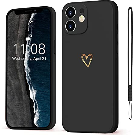 Mitetabo für Handyhülle iPhone 11 Hülle Gold Liebesherz Mädchen Case Weich Silikon Slim Stoßfest Kratzfeste Süßes Gold Love Schutzhülle für iPhone 11 6.1 Stern schwarz