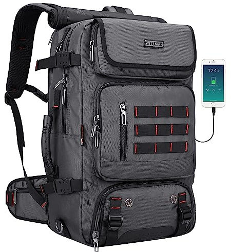 WITZMAN Reiserucksack Herren Groß Reisetasche Reiserucksack Handgepäck Flugzeug mit USB Ladeanschluss für Reise Weekender Trip(B682 Silbergrau)