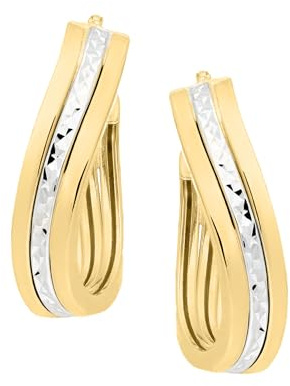 My Gold Damen Creolen Ohrringe 585 Weißgold & Gelbgold (14 Karat) Damenohrringe Bicolor 19mm x 6mm Eartwist C-07911-G462