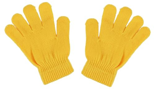 Motique Accessories Kids Gloves Magic Knit Gloves for Girls/Boys Solid Colors (Yellow)