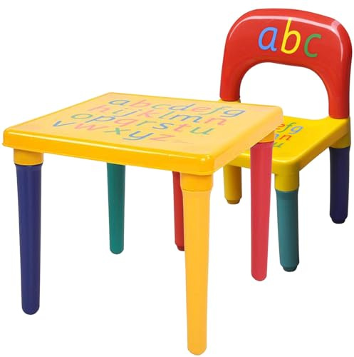 SAMTEK ABC Alphabet Kids Table and Chair Set for Children Age 3 to 7