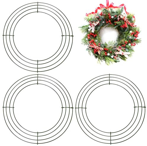 Confezione da 3 anelli grandi per ghirlanda di Natale, 25,4 cm, in filo metallico, per ghirlande natalizie, per il Ringraziamento, Halloween, matrimoni, Natale, ghirlande per la creazione di ghirlande