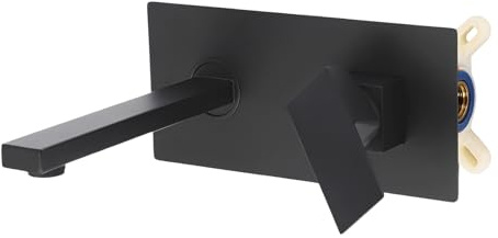 Rubinetto da incasso per lavabo, montaggio a parete con rubinetto a parete, miscelatore a 2 fori, G1/2, per bagno (nero)
