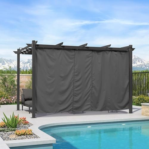 PURPLE LEAF Garten Pergola 3 x 4 m mit Seitenwänden, Aluminium Terrasse Pavillon mit Wetterfestes Schiebedach, Wasserdicht Stabil Winterfest, Grau
