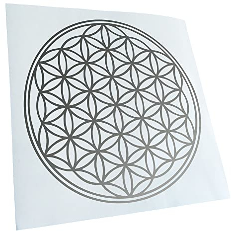 Kiwistar - Autocollant - Fleur de Vie 10 x 10 cmAutocollants. - Argent - G10 - pour Voitures, vélos, véhicules, Motos, cyclomoteurs, Tuning, vitres arrière