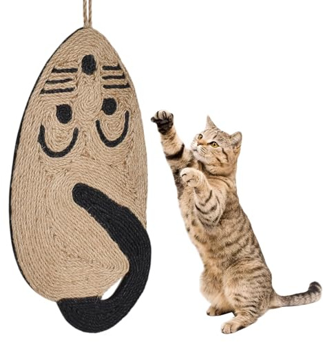 Mouse Shape Cat Scratching Mat,Natural Sisal Furniture Protector Scratching Pad,Cat Wall Scratching Mat,Cat Scratcher Board,Hanging Cat Scratching Mat for Couch,Carpets,Sofas,Door