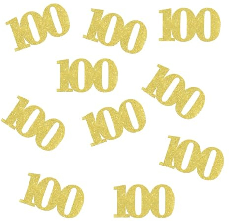 Double Side Gold Glitter Paper Numbrer 100 Confetti 100 Paper Scatter Table Confetti for 100th Birthday Party 100th Anniversary Party 100 Days Party Decoration, 100pcs