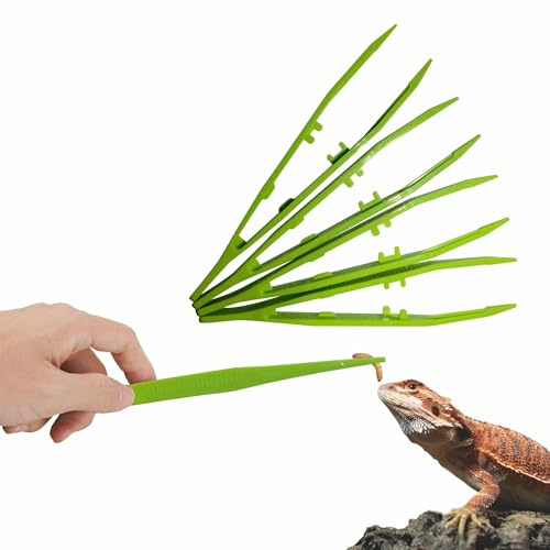 haizusai 4-Pack Reptile Feeding Tongs Set - Hygienic Anti-Slip Green Tweezers for Bearded Dragons, Lizards, Snakes, Aquariums & Small Animals(Five Colors to Choose from)