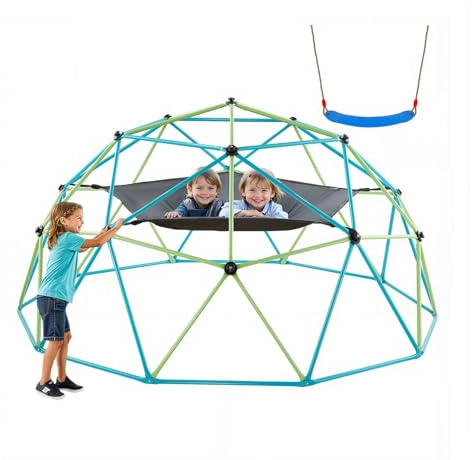 VEVOR Kletterkuppel geometrisches Klettergerüst (305 cm breit) mit Schaukel & Hängematte, 453 kg belastbares Klettergerüst, Klettergerät für Kinder von 3 bis 10 Jahren Gartenspielzeug Spielplatz