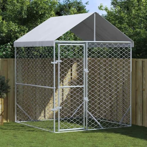 Générique Chenil d'extérieur pour Chiens avec Toit argenté 2x2x2,5 m,Articles pour Animaux,Articles pour Animaux de Compagnie,Accessoires pour Chiens,Niches & enclos pour Chiens,Argent,29.65KG,153675