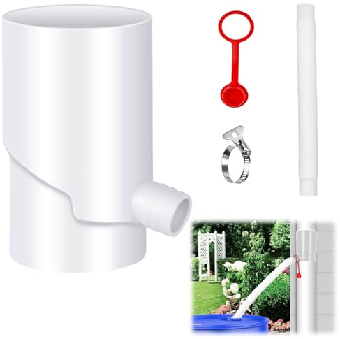 Agrdeed Collecteur d'eau de Pluie pour Gouttière Ø100mm, Récupérateur Eau avec Tuyau Télescopique, Bouchon de Fermeture et Colliers INOX - Antigèle, pour Arrosage Jardin
