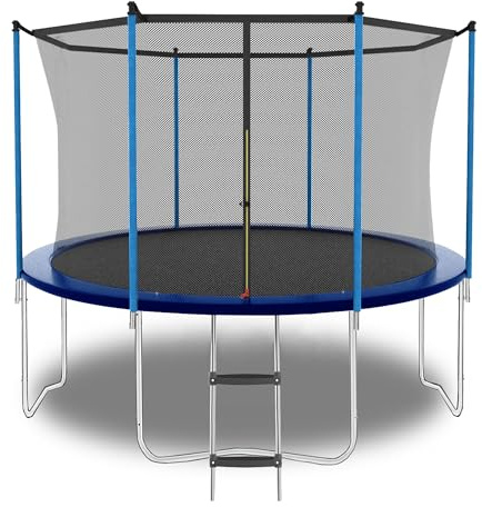 Generisch Trampolín exterior de 244 cm con red de seguridad y escalera, marco de acero de 181 kg, dispositivo de juego de jardín con estera de salto para jardín y fitness