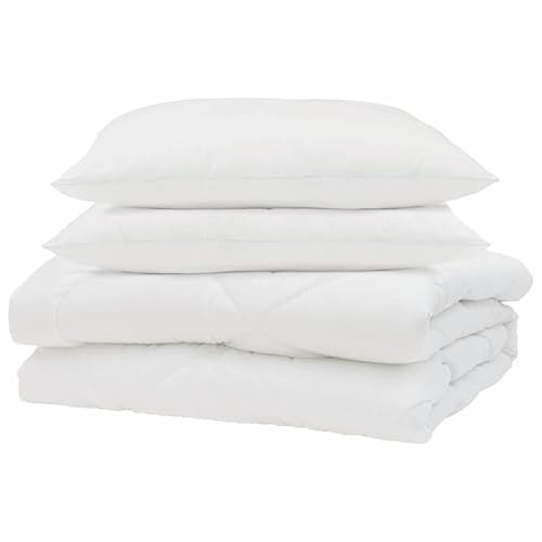 Eleganz Coperta estiva con cuscino, 3 pezzi, in microfibra, colore bianco, per notti calde, traspirante e facile da pulire, perfetta per camere degli ospiti e cottage estivi