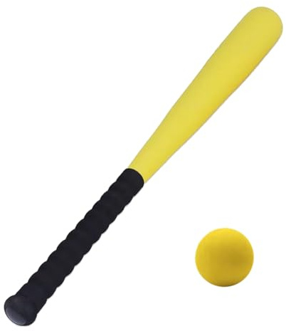 Qomcsrl Bate De BéIsbol con Pelota De 64 Cm, Divertido Juego para NiñOs Y Adultos, Bate De BéIsbol Ligero con Pelota De Entrenamiento, Color Amarillo