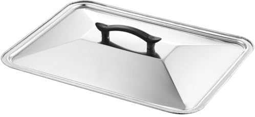 MUSISALY Coperchio Resistente e Pratico Rettangolare per Barbecue in Acciaio Inox per Proteggere Cibo Bordi Lisci in Cucina o Locale