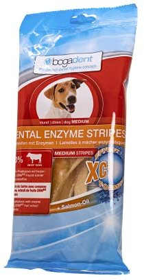bogar, Bogadent Dental Enzyme Stripes Medium, Zahnpflege für Hunde, Hundezubehör für mittelgroße Hunde, Prävention von Zahnstein, Dental Sticks Hund, Mit Fleisch, Früchten und Mineralien, 100 g