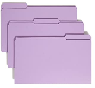 Smead File Folder, Reinforced 1/3-Cut Tab, Legal Size, Lavender, 100 per Box (17434)