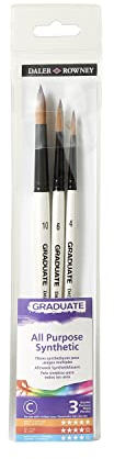 Daler Rowney Graduate Estuche Pinceles Mango Corto 3 Pinceles Redondos Sintéticos