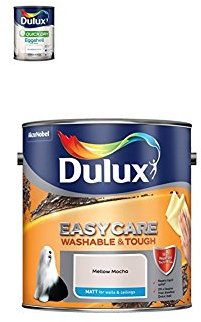 Dulux Quick Dry Eggshell Paint, 750 ml (Pure Brilliant White) Easycare Washable and Tough Matt (Mellow mocha)