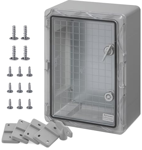 BOXEXPERT® Verteilerkasten außen wasserdicht [ABS Kunststoff IP65 Gehäuse inkl. Sichttür] grau (Serie Fleet) 350x250x150mm | Schaltschrank außen | Wandschrank | Industriegehäuse | Leergehäuse