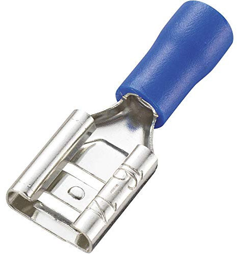 TRU COMPONENTS 737509 Flachsteckhülse Steckbreite: 8.0 mm Steckdicke: 0.8 mm 180 ° Teilisoliert Blau 100 St.
