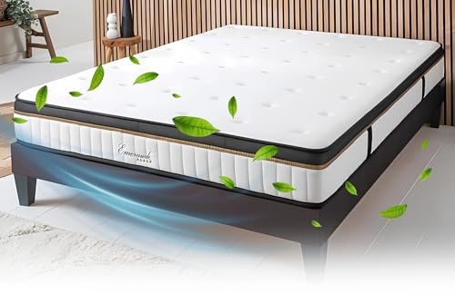 Maison Aubertin Matelas Emeraude 140x190, 24 cm Ép, Lit 2 Personnes, Mémoire de Forme Haute Densité 60 kg/m³, Accueil Moelleux, Soulage Le Mal de Dos, Soutien Ferme et Orthopédique, Chambre Adulte
