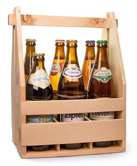 Bierträger aus Zirbenholz - Männerhandtasche - Flaschenkorb als Geschenk - Bierflaschenträger für 6X 0,5 & 0,33 L Flaschen - Geschenkidee für Männer