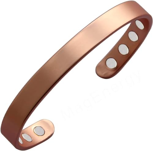 MagEnergy Kupfer-Armband für Männer und Frauen 99,9% reines Kupfer Armreif 6,8 einstellbar mit 8 Magneten