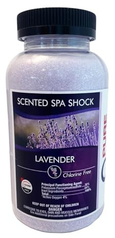 Lavendel doftande spa-chock – icke-klor chocker för alla spa eller badtunna – använd med bromtabletter eller spa-klor. Doft infunderade syrekristaller behandlar vatten och oxiderar kemiska lukt