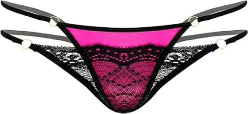 MEGAHERZ Homme Micro String Sexy Hot Dentelle Tanga Sissy Lingerie Gay G-String T-Back Slip Panties Brief (Rose)