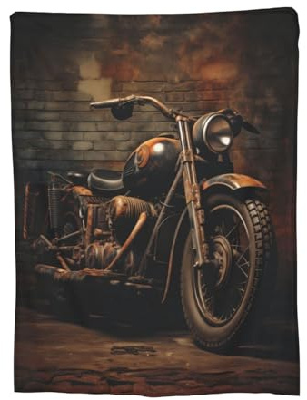 Turamurra Vintage Motorcycle Blanket Gifts for Men Women Throw Blanket for Couch Sofa Bedding Plush Throw Fleece Blanket Soft Warm Cozy for Kids Adults All Season 50x60