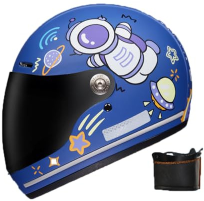 Kids Cute Cartoon Style Full Face Helmet, DOT Certified 4-12 Years Old Boys Girls Motorcycle Four Seasons Helmet, Youth Four-Wheel MTB Kart Bike Racing Electric Scooter Sports Helmet-D/1||46-52CM