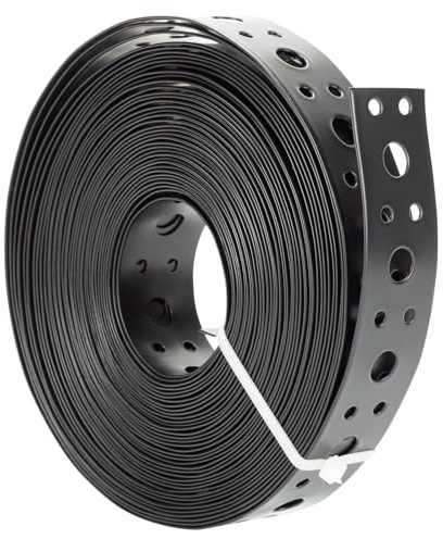 33FT galvaniserad rörhängare i metall 25 mm bred flexibel trimning med hål svart