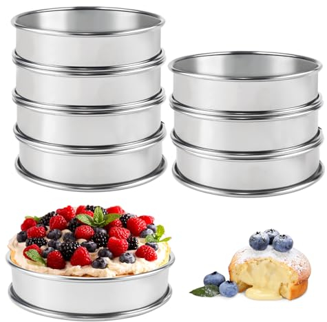 QGGTQG Crumpet Ringe Backringe 10cm 8 Stück Backringe Tortenring 304 Edelstahl Kuchenring Leicht Entformbare Crumpets Ringe Runde Muffinringe für Pfannkuchen Eier Muffins (10 cm)