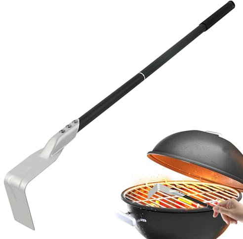 Râteau à cendres pour gril – Long manche grattoir à cendres pour cuisinière – Nettoyeur de barbecue, grattoir de tisonnier, bouilloire au charbon de bois, four à pizza, râteau à cendres pour four à