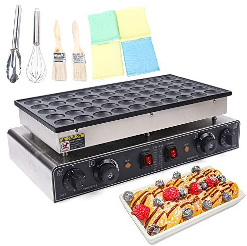 KiwiHood 50-Hole Commercial Waffle Maker 1700W Cast Aluminum Electric Pancake Machine with Non-Stick Coating, Smart Timer & Adjustable Temperature for Restaurants and Cafés