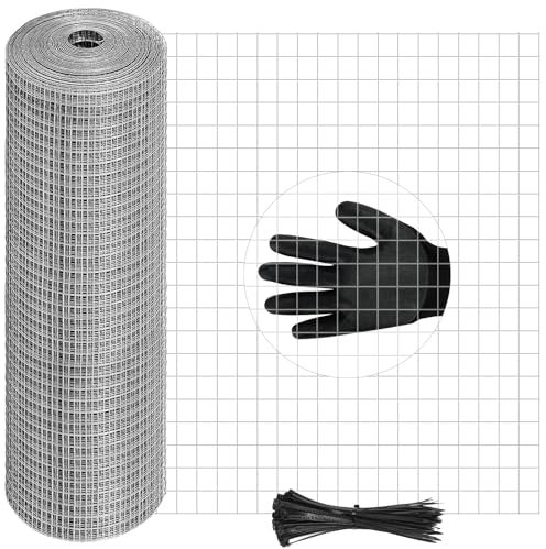 16in x 50Ft Hardware Cloth Hot-Dip Galvanized Welded Chicken Wire Fencing - Heavy Duty 23 Gauge Wire Mesh for Garden, Chicken Coop, Rabbit Cage, Rodent, Poultry Enclosures & Predator Protection