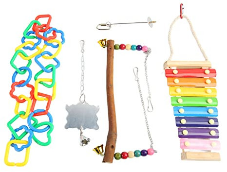 Gavigain Set di Giocattoli di Pollo, Swing, xilofono, Supporto per Frutta, Specchio, Giocattolo da foraggiamento, Gioco interattivo, stimolazione mentale, Sollievo dalla noia per