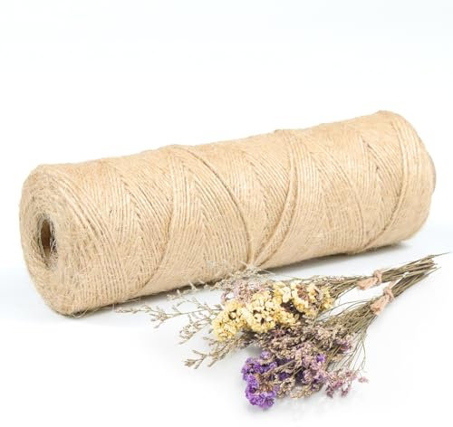 MDDK DY Hilo de Yute Natural 1mm x 200m – Cuerda para Manualidades, Decoración, Jardinería y Envolver Regalos
