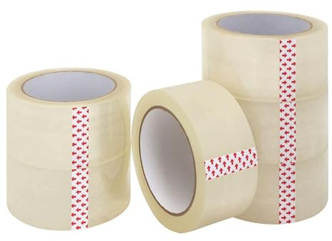 EXERZ Ruban D'emballage Transparent 6 Rouleaux – 48mm x 66m Rouleaux Adhésifs Solides pour Colis – Ruban de Fermeture Longue Durée pour Cartons, Déménagement, Stockage, Bureau et Expédition
