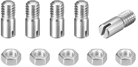 sourcing map 5 perni cilindrici con intaglio, M4 x 8 mm, in acciaio inossidabile 304, con filettatura esterna, perno di posizionamento con dado, per installazione di mobili e armadi (GB878)
