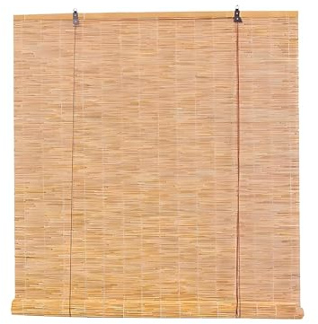 Bamboo Shades for Indoor Windows, Shades Blinds for Outdoor Patio, Hand-Woven Roll Up Window Curtains 70% Anti-UV Protection Privacy, Door Balcony Kitchen Windows Blackout Shade Bamboo, Width 40~160cm