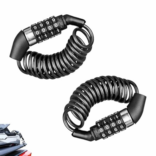 2 Pieces Antivol Casque Moto 150 cm Portable Helmet Lock Code à 4 Chiffres Cadenas Vélo Pour Vélos Motos Poussettes Trottinette